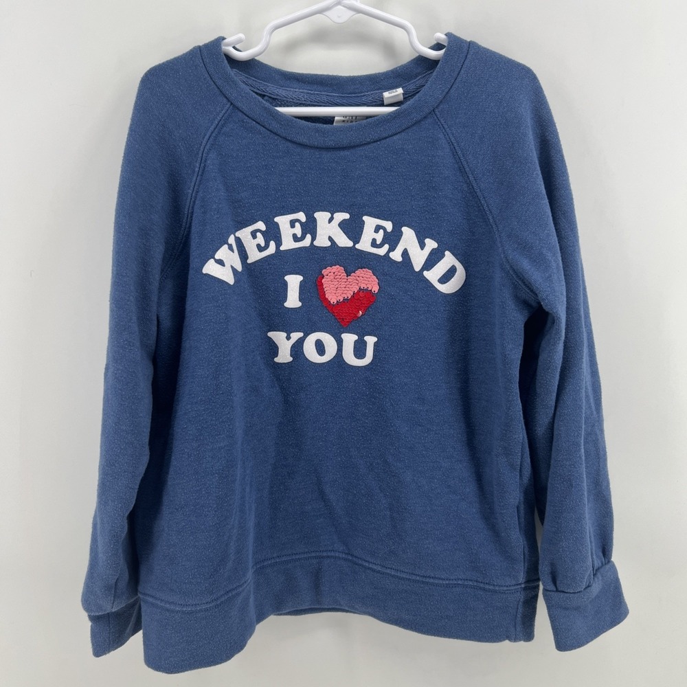 Girls Weekend I Love You Heart Plush Long Sleeve Sweatshirt Sweater Size 6-7
